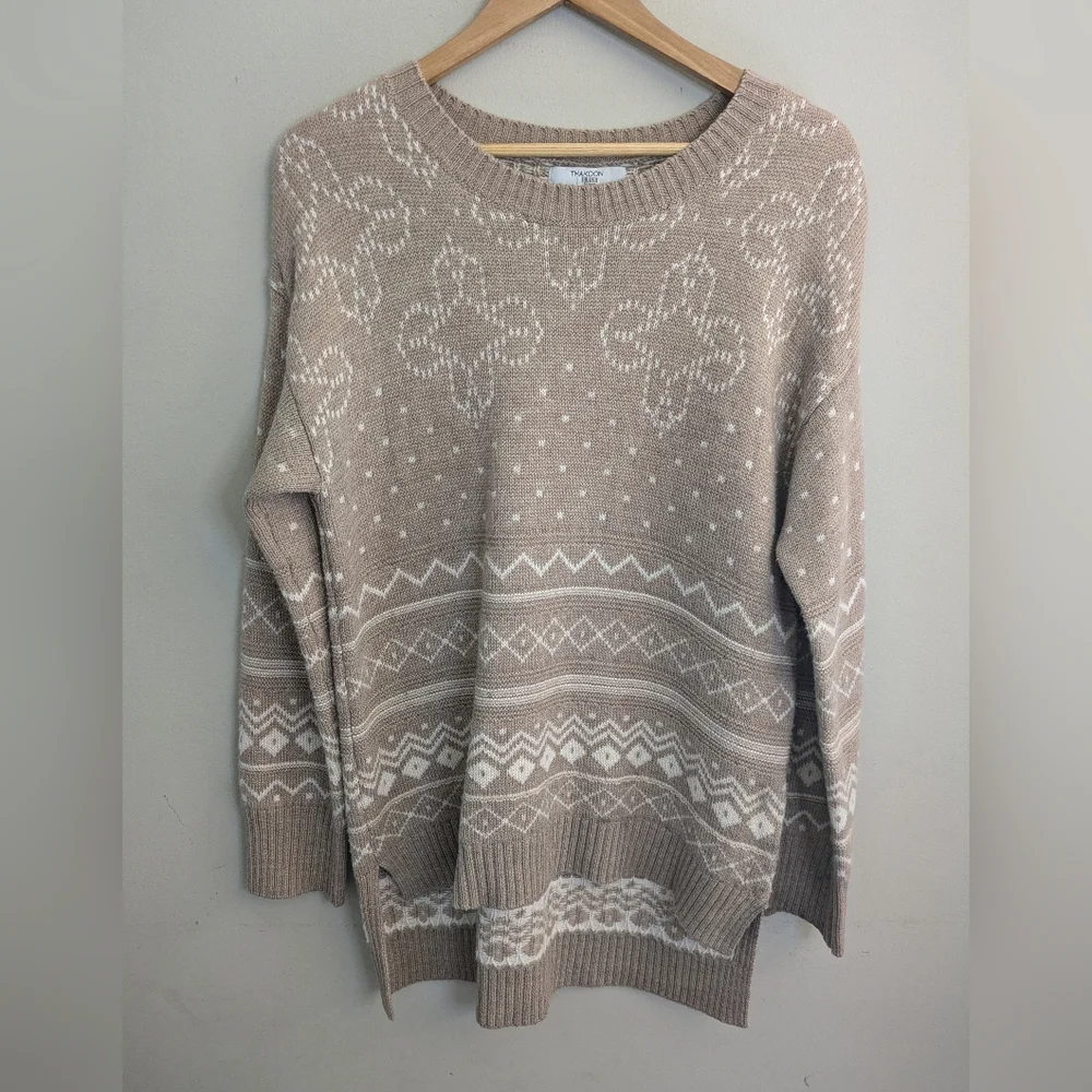 Thakoon Fair Isle Intarsia Tan Sweater Size L